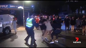 NORTHBRIDGE VIOLENCE Perth's party precint was declared out of control overnight as hundreds of people caused chaos and brawls erupted in Northbridge. Police were overwhelmed by the crowds as officers were spat on and pelted with bottles. | 7NEWS Perth