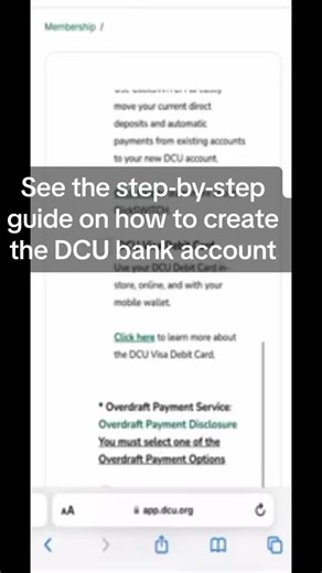 See the step-by-step guide on how to create the DCU bank account