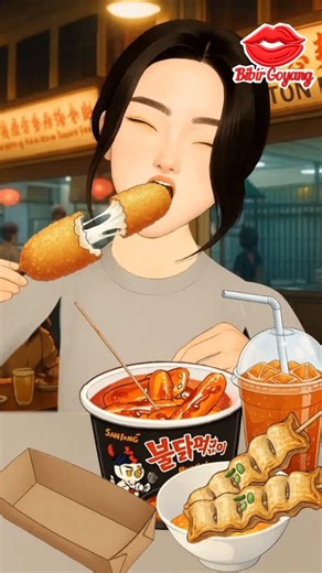 ASMR Korean Street Eats: Spicy Tteokbokki, Odeng & Cheesy Corndog + Iced Tea Sips #asmr #mukbang