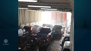 Waves rock the Bell Island ferry