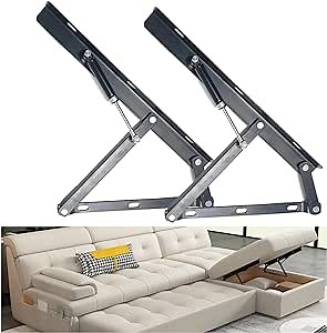 Storage Ottoman Hardware,Hydraulic Ottoman Hinge,Scissors Hinge Large,DIY Furniture Hardware, Black (2pcs)