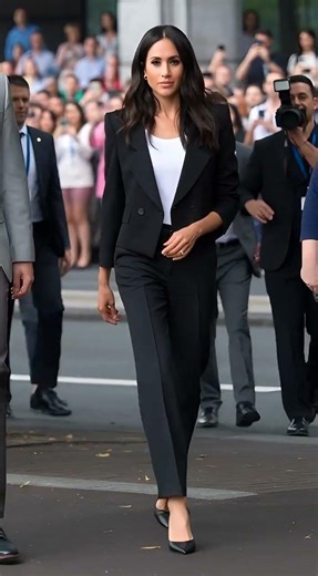 Meghan Markle Elegant Black Suit Fashion 2026, Stylish Celebrity Outfit, Modern Power Dressing