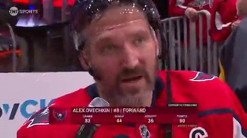 Ovi talks after a HUGE WIN and the Caps fans chant "ONE MORE YEAR!!!!" 👏