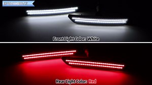 Dynamic Front White & Rear Red Side Marker Lights Compatible with Ford Mustang 2010 2011 2012 2013 2014, Smoked Lens LED Fender Day Running Lights 4PCS