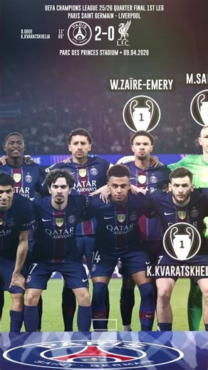 PSG Starting XI UCL Trophies | v Liverpool | Champions League 2025/26 Quarter Final 1st Leg