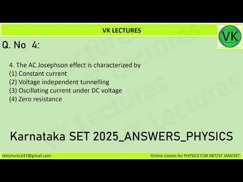 KSET 2025_Que. 04. Josephson Effect
