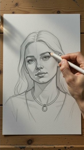 How to Draw Realistic Female Portrait Step-by-Step ✏️✨ #art