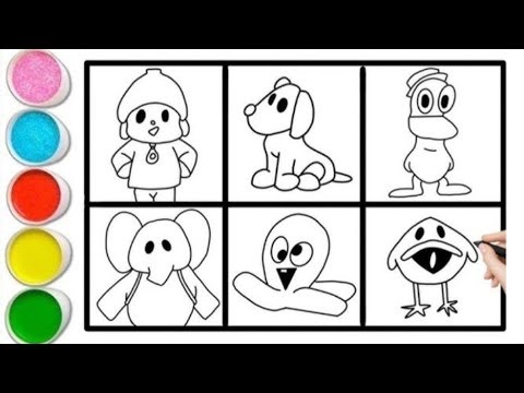 How to color Pocoyo 💙 With his friends , pocoyo and pato episodes in english, pocoyo drawing.