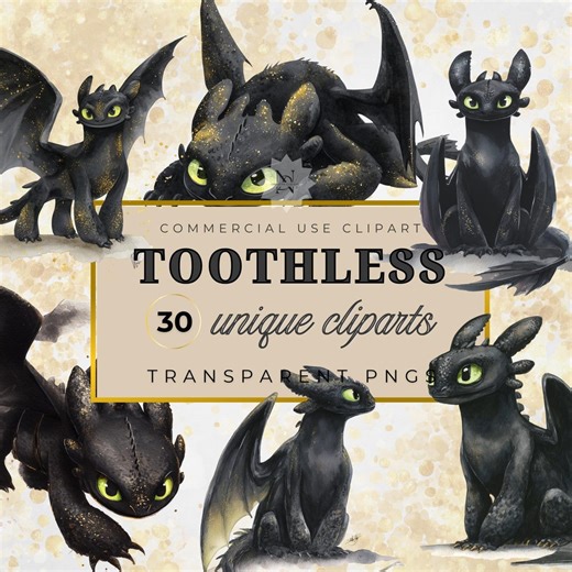 Toothless How to Train Your Dragon Clipart Bundle, Watercolor (kids Birthday Illustration) - Etsy
