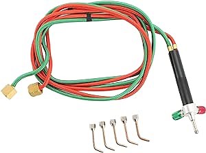 ATPEAM Jewelry Micro Mini Gas Torch - Welding and Soldering Kit with 5 Tips for Oxygen Cylinders and Acetylene