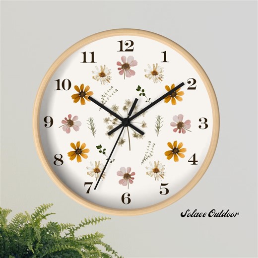 Kitchen Herb & Wildflower Clock - Mother's Day Minimal Botanical Wall Clock -dried Flowers Design for House Warming Gift - Cottagecore Decor - Etsy