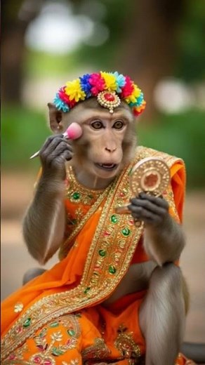 🐒 Funny Monkey Doing Makeup 😂 | Cute Monkey Makeup Video #Shorts