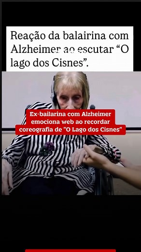 Marta Cinta González Saldañas, uma ex-bailarina com Alzheimer, emocionou internautas nas redes socias ao se lembrar dos movimentos que executava no palco ao ouvir o ballet "O Lago dos Cisnes", do compositor russo Tchaikovski. No vídeo, a idosa aparece movimentando os braços sentada em uma cadeira de rodas, com fones de ouvido tocando a música que Marta dançou tantas vezes ao longo da vida. Veja o vídeo: | O Otimista