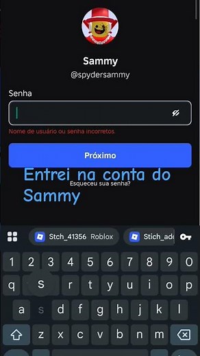 consegui entrar na conta do Sammy