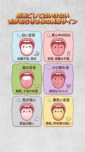 見過ごしてはいけない舌が知らせる体の異常サイン6つ #舌のサイン #舌苔 #健康チェック