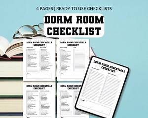 Dorm Room Essentials Checklist Printable, Moving Checklist, Freshman, Packing List, College Checklist, College Packing List - Etsy