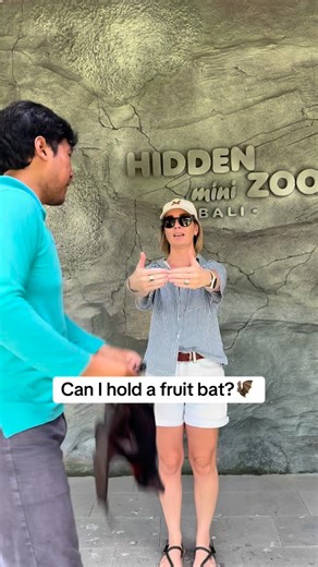 Is it safe to hold a bat? 🦇 😬 😬 😬 | Chad and Mia - Bali Family Travel