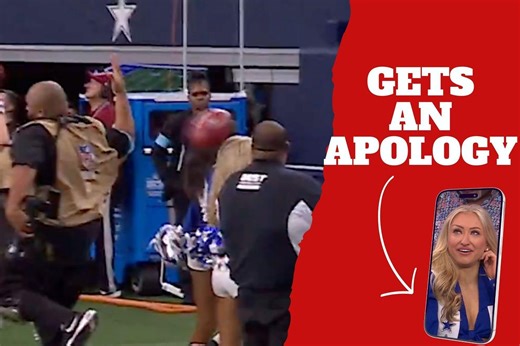 Dallas Cowboys kicker Brandon Aubrey blames a cameramen for accidentally hitting a cheerleader with a ball