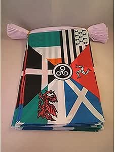 AZ FLAG Multi Celtic 6 meters BUNTING Flag 20 flags 9'' x 6'' - Celtic countries STRING flags 15 x 21 cm