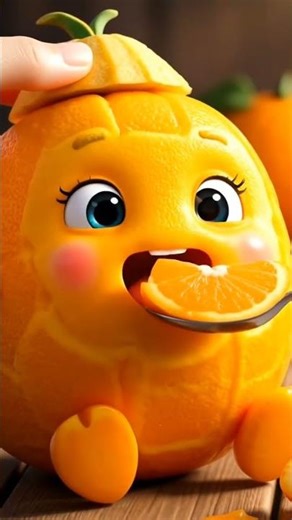 Cute Orange Gets Fed 🍊 | Adorable Tangerine Animation | Funny & Wholesome Video