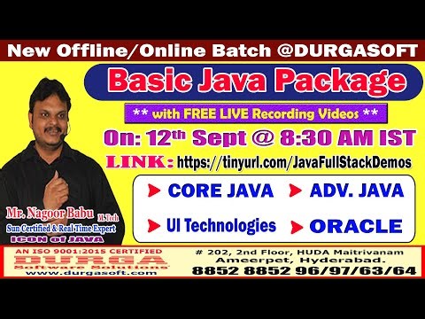 Basic Java Package Offline/Online Training @ DURGASOFT