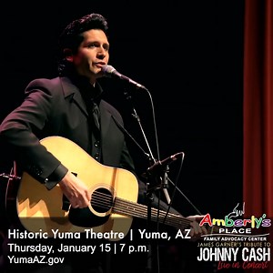 📣🎵🎤🎸 Thursday, January 15 at the Historic Yuma Theatre! 🎟 Get tickets: bit.ly/JohnnyCashTributeYuma Don't miss a show that Walks the Line! For the past 19 years, James Garner and his incredible band have captured the live sound of Johnny Cash’s legendary music with stunning accuracy. This is more than just a concert – it’s a world-class tribute to the ‘Man in Black’ that has captivated audiences across the country. Featured live on local PBS stations, along with performances at the iconic F