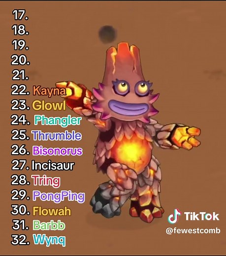 Amber Island Monster Ranking — My Singing Monsters List