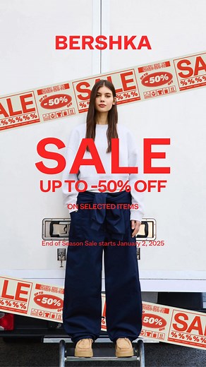Get ready to refresh your wardrobe – BERSHKA’S END OF SEASON SALE starts January 2! Score up to 50% off on must-have pieces. The countdown is on! | Bershka