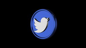 Download 3d Twitter circle icon Transparent Background Alpha free