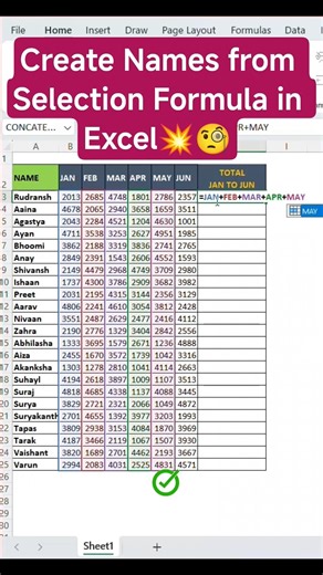 Create Names from Selection Formula in Excel💥🧐#trending #shorts #viral #trending #tutorial #excel