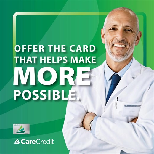 A flexible payment option can make a big difference for your patients or clients—and your practice. Offering CareCredit is a way to help them move forward with more of your recommended treatment today instead of delaying. | CareCredit