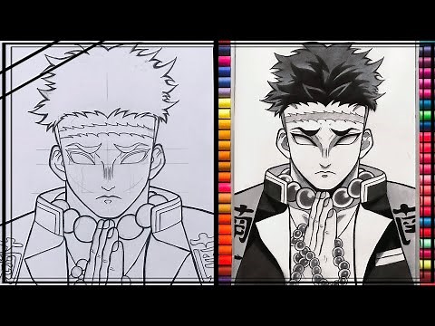 How To Draw GYOMEI Himejima (Stone Hashira) Step by Step | Demon Slayer 鬼滅の刃