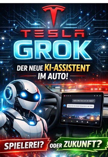 Grok – Der erste echte KI-Assistent im Auto Stell dir vor: Du sitzt in deinem Tesla und sprichst einfach natürlich mit deinem Wagen – keine starren Befehle, sondern echte Gespräche. Grok, entwickelt von xAI, ist der weltweit erste vollwertige, konversationelle KI-Assistent, der direkt ins Fahrzeug integriert wurde. Per Sprachsteuerung am Lenkrad aktivierst du ihn, wählst zwischen verschiedenen Persönlichkeiten (vom hilfsbereiten Assistenten bis zum witzigen Storyteller) und bekommst sofort Antwo