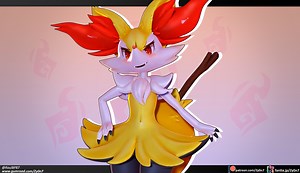 Braixen render, 3d print & 3d model set (.blend&vrc; avatar)