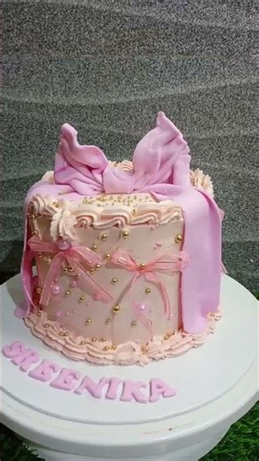 ​Pretty Pink Bow Cake Design For A Princess! 🎀🌸🎂 #Shorts​