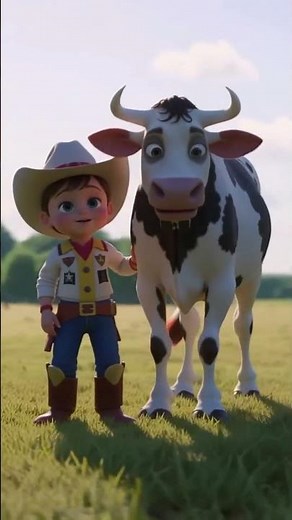 Cute Cowboy Baby with Dancing Cow 🐄😂 Viral Baby Animal Shorts