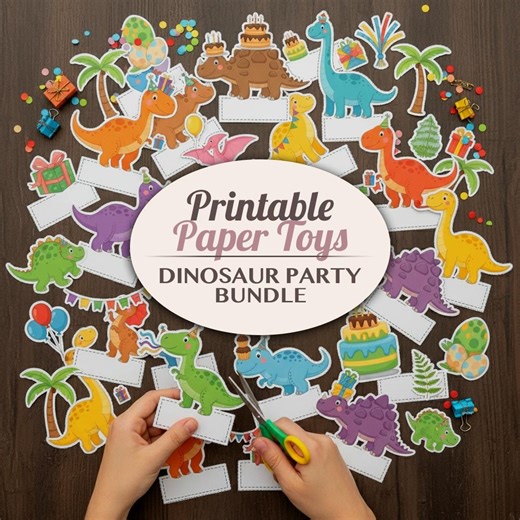 Dinosaur Party Printable Paper Toy Bundle - Kids Craft Activity - Etsy