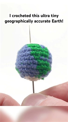 I crocheted this ultra tiny Earth out of embroidery thread! 🌎 Pattern on Club Crochet