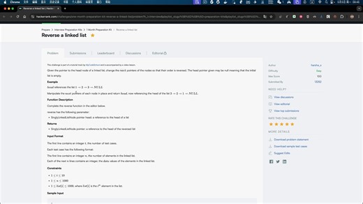 Java题 - Reverse a linked list