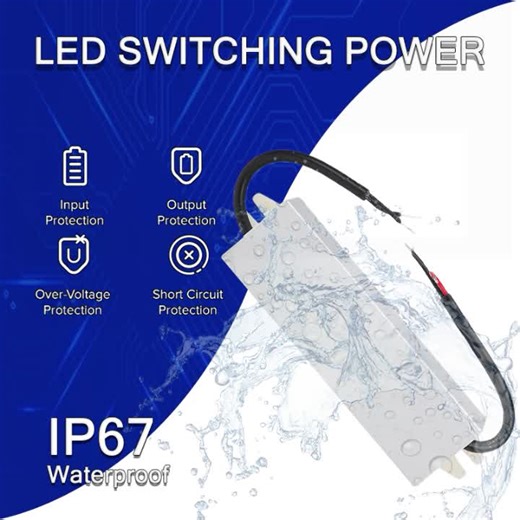 20W 12V Outdoor LED Driver IP67 Waterproof, 110V-220V AC to DC 12V 1.67A Power Supply, Sealed Aluminum Case Transformer Adapter