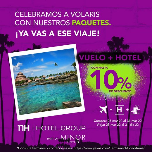 ¡Ya Vas! Reserva tu paquete Volaris VUELO HOTEL EQUIPAJE ✈️🏨🧳 con hasta 10% de descuento en los mejores destinos Cancún, Guadalajara, Ciudad de México, Monterrey, Mérida, Puebla, Querétaro y San Luis Potosí. Meses sin intereses. 👉 https://bit.ly/3MEYsrG | YA VAS de Volaris