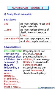 Connectors of addition 1 worksheet