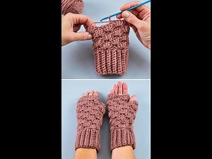 Easy crochet fingerless gloves with shell stitch! Miarti🧶