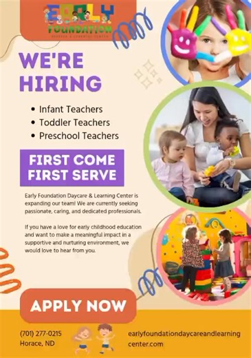 3.3K views · 7 comments |  We’re Hiring Early Foundation Daycare &...
