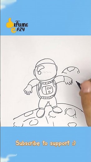 How to Draw Astronaut on the Moon | InkTober 2023 Day 29 : Massive | Drawing Eazy | Short