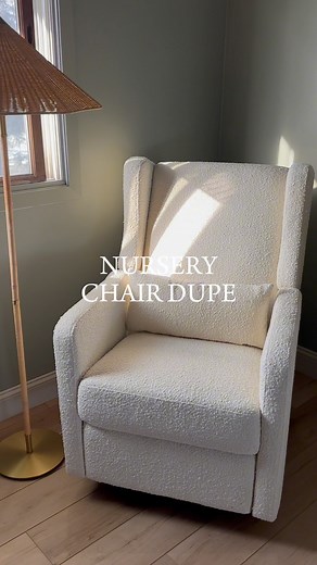 Babyletto Kiwi Nursery chair DUPE. We didn’t need a USB charger or power recliner and this chair is made by the same manufacturer, but costs $400 less. And they Look almost identical to each other - Extra bonus, use your 15% registry discount for and additional $90 off and it brings it down to half the cost of the Babyletto Kiwi chair 🙌🏻 Find it in our Amazon Storefront or Comment “dupe” for the LINK to your DMs! #babyletto #nursery #nurserychair #dupe #dupealert #amazonfinds #amazondupes | Sw