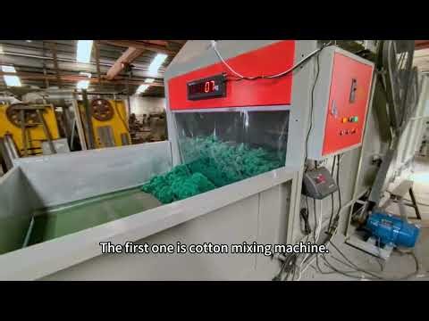 Scouring Pad Production line with fiber carding machine and fiber mixing machine.
