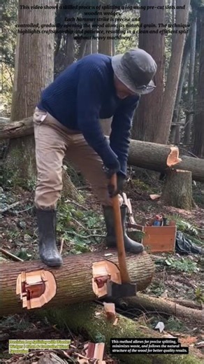Precision Log Splitting with Wooden Wedges | Clean & Controlled Wood Separation