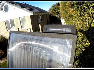 Compost water heater built, over 100 C degrees in outdoor solar heater, melted plastic