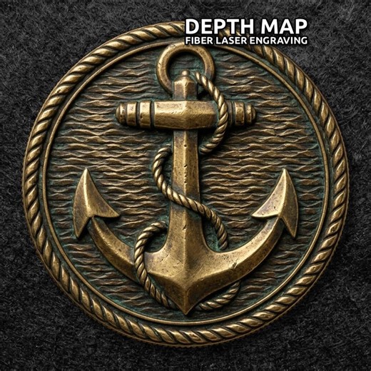 Pirate Anchor Coin Depth Map | 3D Laser Engraving File | Grayscale Height Map | Lightburn | Fiber Laser | Embossed | Challenge Coin PNG - Etsy